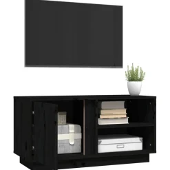 vidaXL Tv-meubel 80x35x40,5 cm massief grenenhout zwart