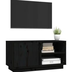vidaXL Tv-meubel 80x35x40,5 cm massief grenenhout zwart