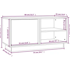 vidaXL Tv-meubel 80x35x40,5 cm massief grenenhout zwart