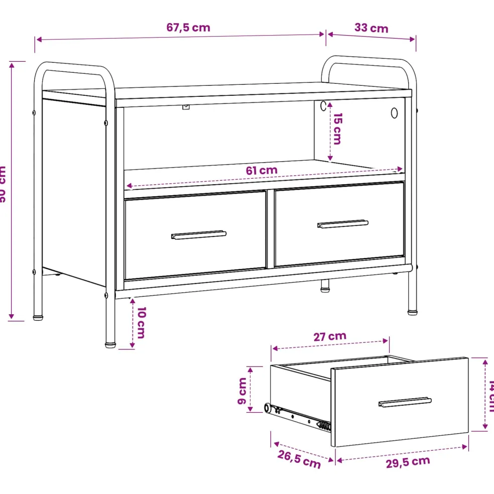 vidaXL Tv-meubel 67,5 x 33 x 50 cm Oud hout Bewerkt hout