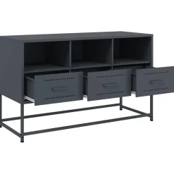 vidaXL Tv-meubel 100,5x39x60,5 cm staal antracietkleurig