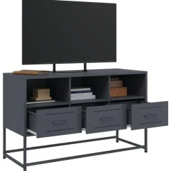 vidaXL Tv-meubel 100,5x39x60,5 cm staal antracietkleurig