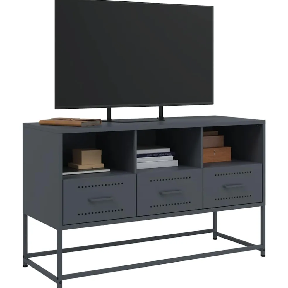 vidaXL Tv-meubel 100,5x39x60,5 cm staal antracietkleurig
