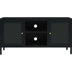 vidaXL Tv-meubel 105x35x52 cm staal en glas zwart