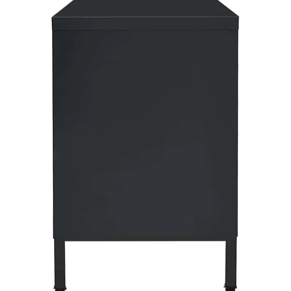 vidaXL Tv-meubel 105x35x52 cm staal en glas zwart