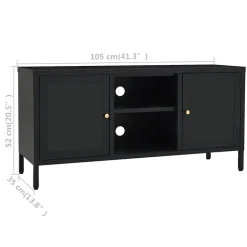 vidaXL Tv-meubel 105x35x52 cm staal en glas zwart