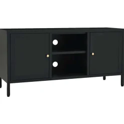 vidaXL Tv-meubel 105x35x52 cm staal en glas zwart