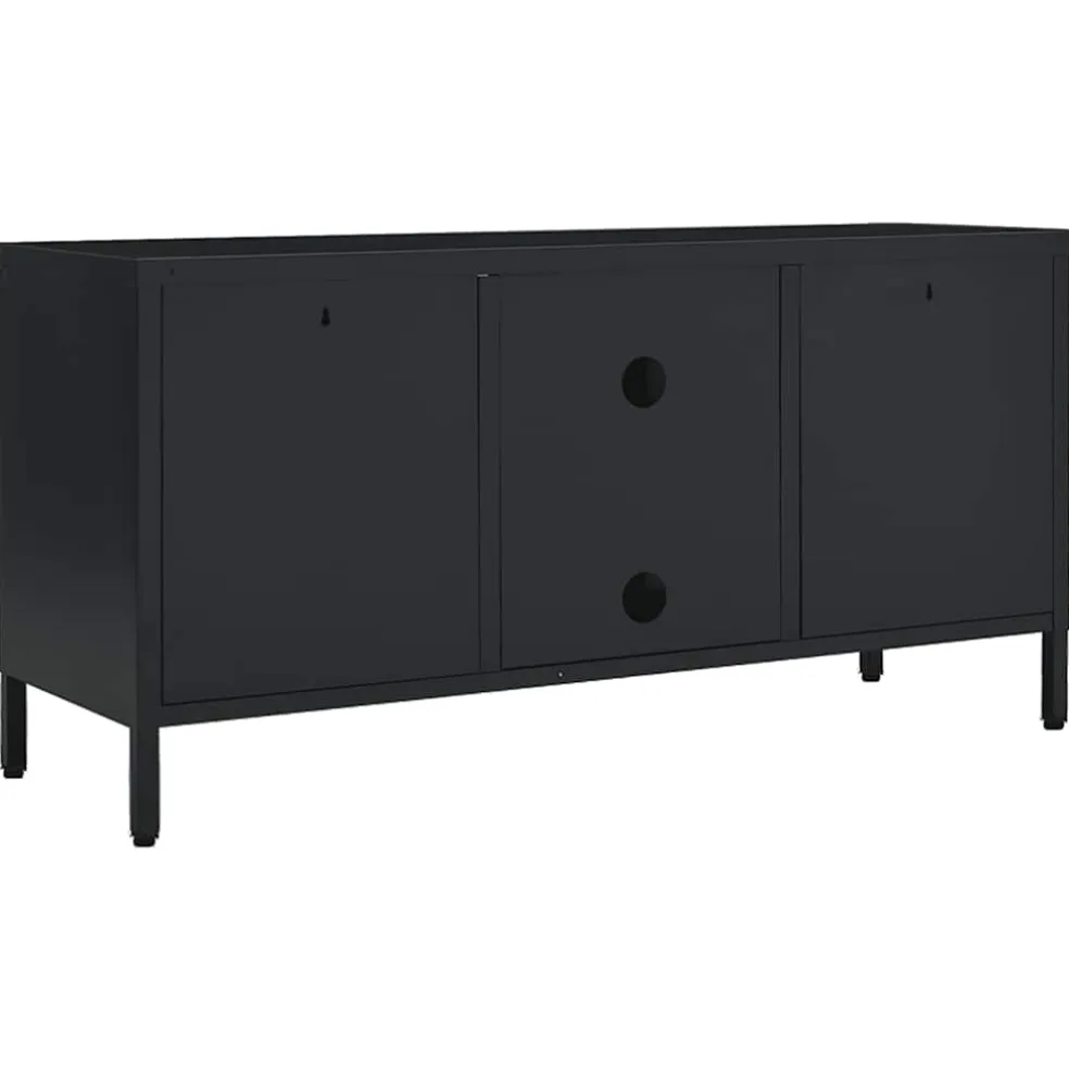 vidaXL Tv-meubel 105x35x52 cm staal en glas zwart