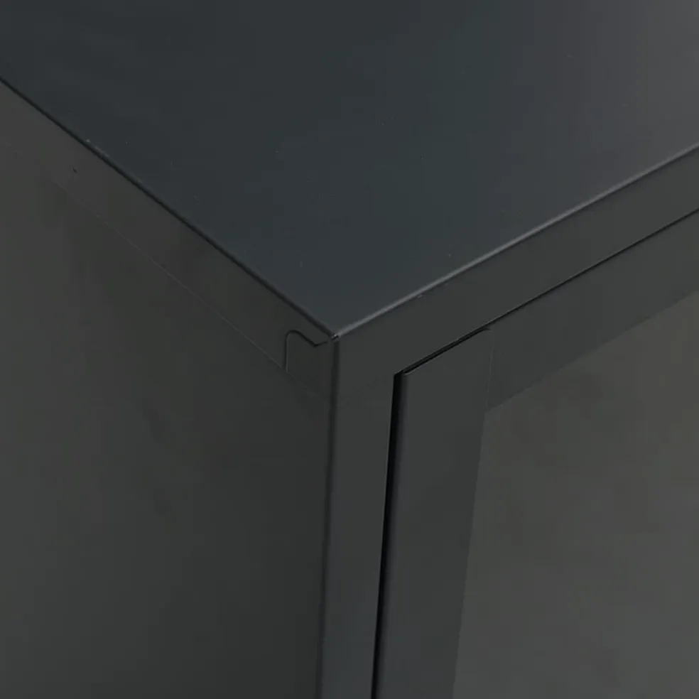 vidaXL Tv-meubel 105x35x52 cm staal en glas zwart