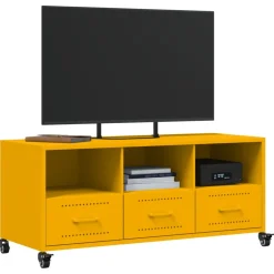 vidaXL Tv-meubel 100,5x39x43,5 cm staal mosterdgeel