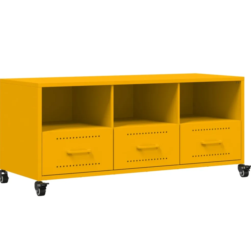 vidaXL Tv-meubel 100,5x39x43,5 cm staal mosterdgeel