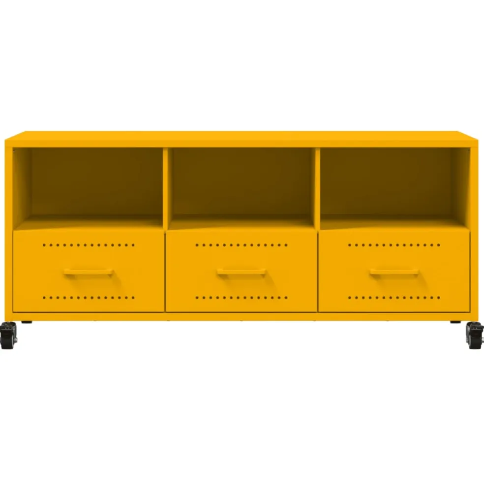 vidaXL Tv-meubel 100,5x39x43,5 cm staal mosterdgeel