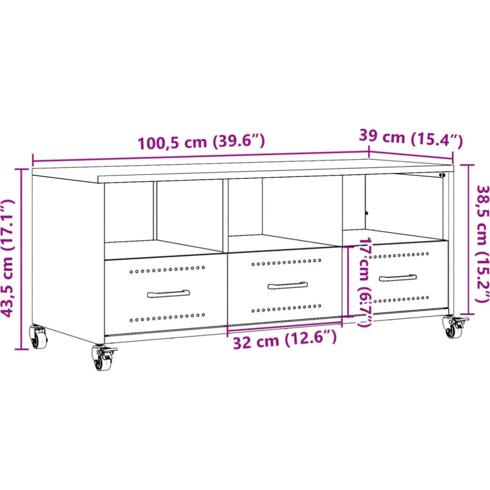 vidaXL Tv-meubel 100,5x39x43,5 cm staal mosterdgeel