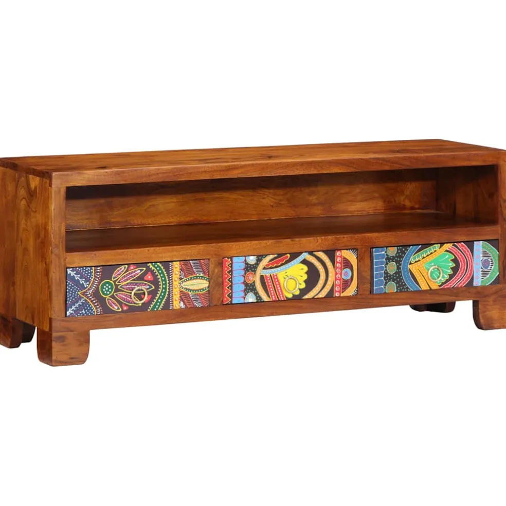 vidaXL TV-meubel 110x30x40 massief acaciahout meerkleurig