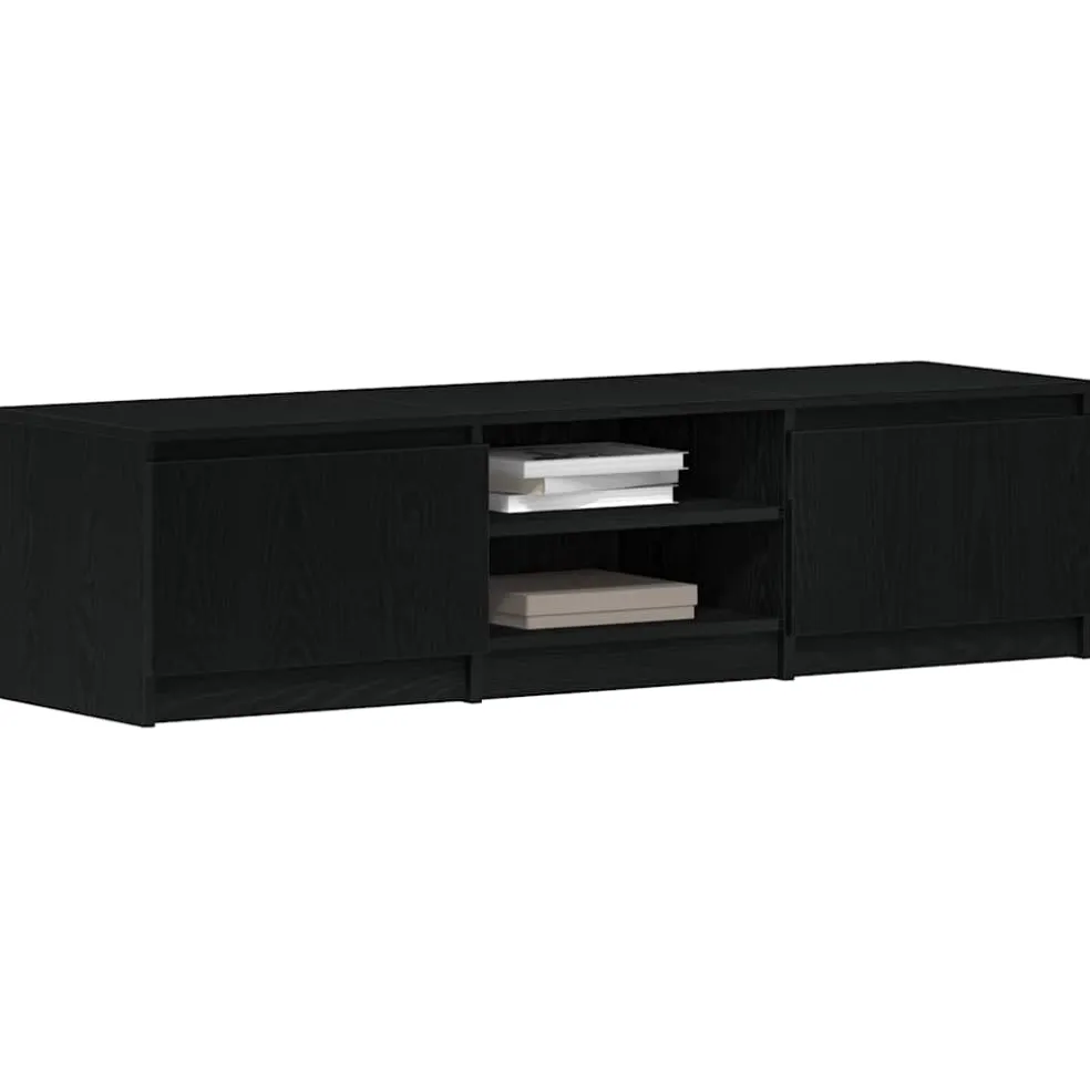 vidaXL TV-meubel Zwart Eiken 140x40x36 cm Bewerkt Hout