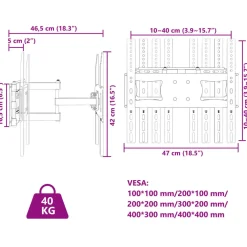 vidaXL Tv-muurbeugel 26-70 inch scherm 40 kg Max VESA 400x400 cm