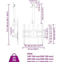 vidaXL Tv-plafondbeugel 32-65 inch scherm 40 kg Max VESA 400x400 cm