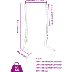 vidaXL TV-standaards 2 st 37-75 inch scherm 45 kg Max VESA 600x400 mm