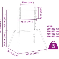 vidaXL TV-standaard voor 37-86 inch scherm 60 kg Max VESA 400x600 mm