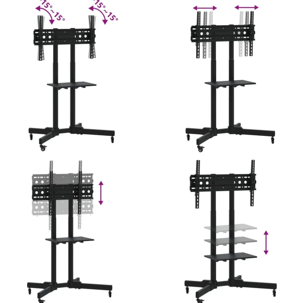 vidaXL TV-standaard wielen 32-70 inch scherm 40 kg Max VESA 600x400 mm