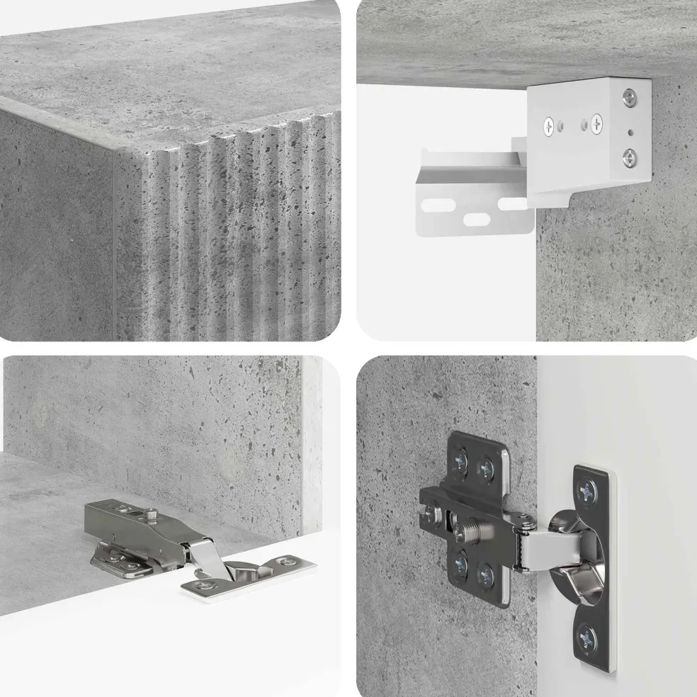 vidaXL TV Wandkast Set 4 st Beton Grijs Bewerkt hout