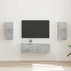 vidaXL TV Wandkast Set 4 st Beton Grijs Bewerkt hout