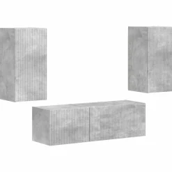 vidaXL TV Wandkast Set 4 st Beton Grijs Bewerkt hout