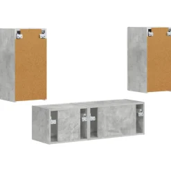 vidaXL TV Wandkast Set 4 st Beton Grijs Bewerkt hout