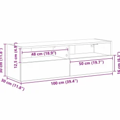 vidaXL TV Wandkast 100 x 30 x 30 cm Oud hout Bewerkt hout