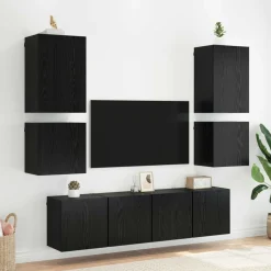 vidaXL TV Wandkast 40,5x30x40cm Zwart Eiken Bewerkt hout
