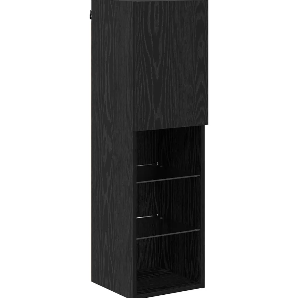 vidaXL TV-wandmeubel 4 st Zwart Eiken Bewerkt hout