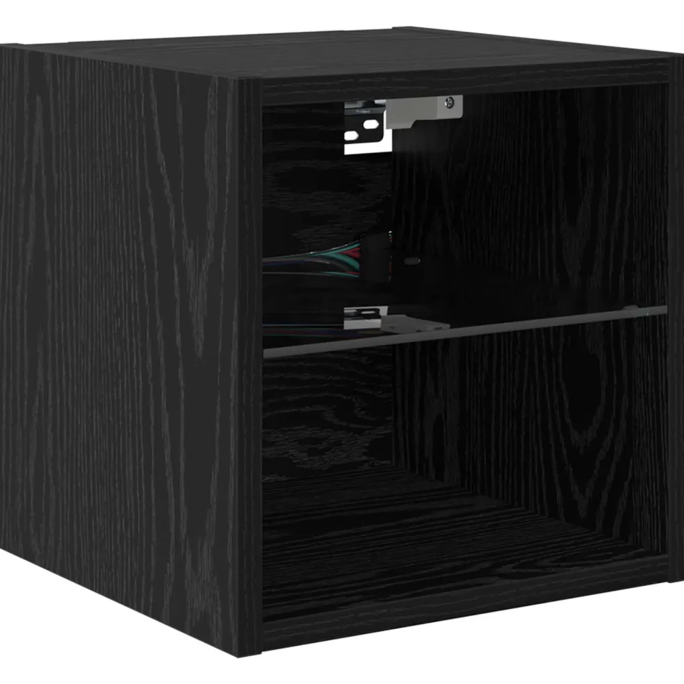 vidaXL TV-wandmeubel 4 st Zwart Eiken Bewerkt hout