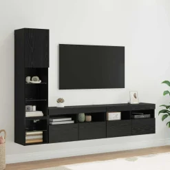 vidaXL TV-wandmeubel 4 st Zwart Eiken Bewerkt hout