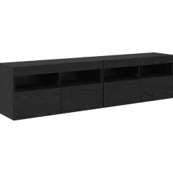 vidaXL TV-wandmeubel 4 st Zwart Eiken Bewerkt hout