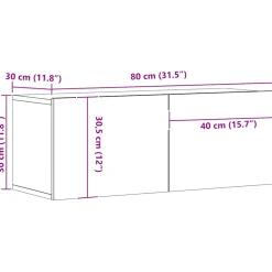 vidaXL Tv-wandmeubel 80x30x30 cm bewerkt hout artisanaal eikenkleurig