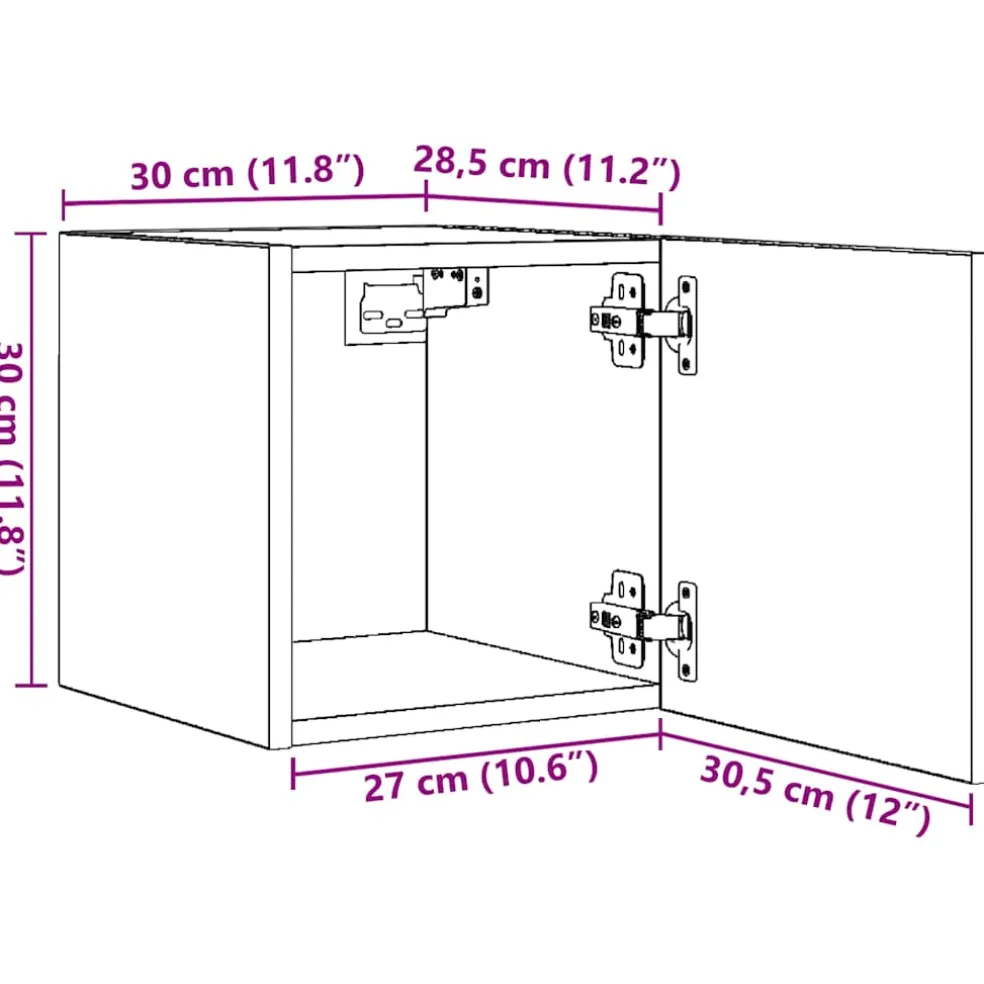 vidaXL Tv-wandmeubel 30,5x30x30 cm sonoma eikenkleurig