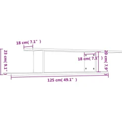 vidaXL Tv-wandschap 125x18x23 cm bewerkt hout betongrijs