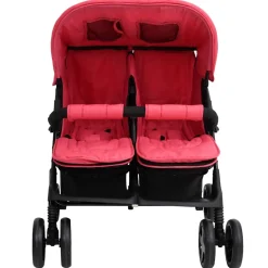 vidaXL Tweelingkinderwagen staal rood