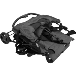 vidaXL Tweelingkinderwagen staal donkergrijs