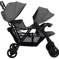 vidaXL Tweelingkinderwagen tandem staal donkergrijs