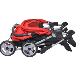vidaXL Tweelingwagen staal rood en zwart