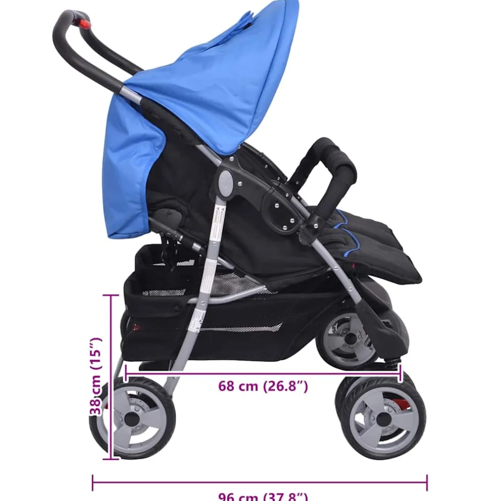 vidaXL Tweelingwagen staal rood en zwart