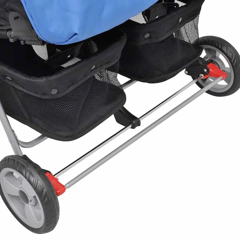 vidaXL Tweelingwagen staal rood en zwart