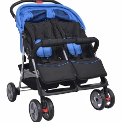 vidaXL Tweelingwagen staal rood en zwart