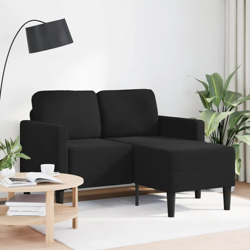vidaXL Tweezitsbank met chaise longue L-vormig zwart 125 cm fluweel