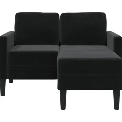 vidaXL Tweezitsbank met chaise longue L-vormig zwart 125 cm fluweel