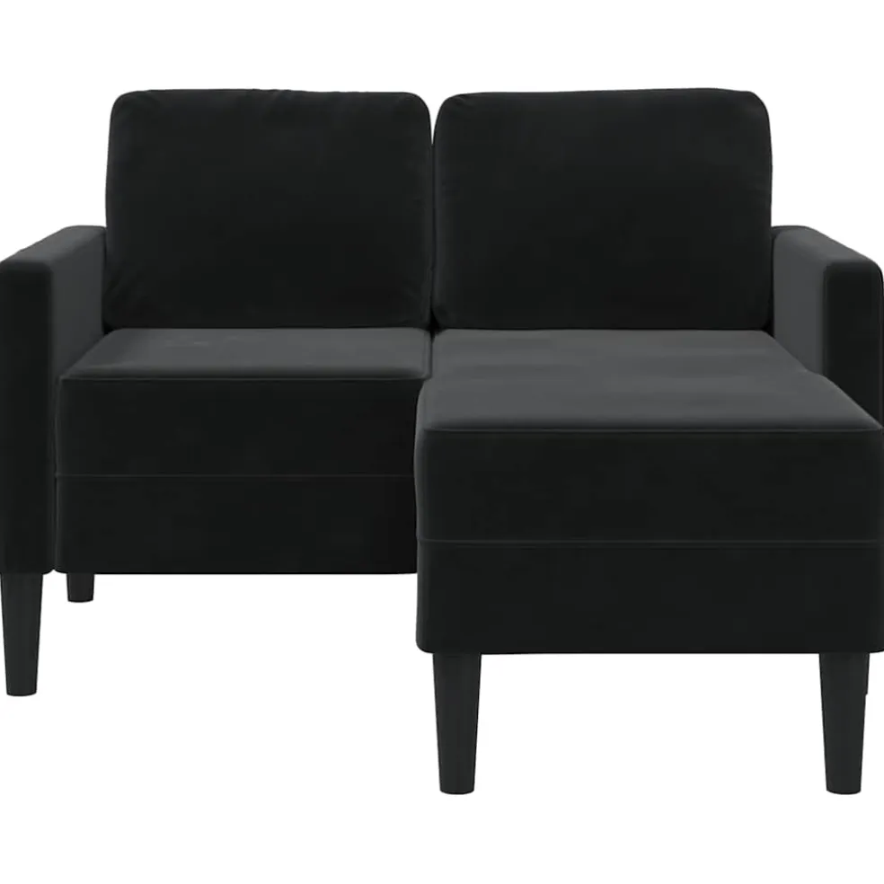 vidaXL Tweezitsbank met chaise longue L-vormig zwart 125 cm fluweel
