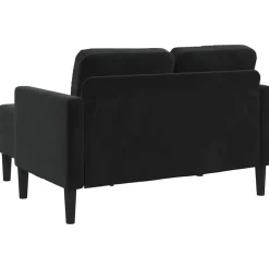 vidaXL Tweezitsbank met chaise longue L-vormig zwart 125 cm fluweel