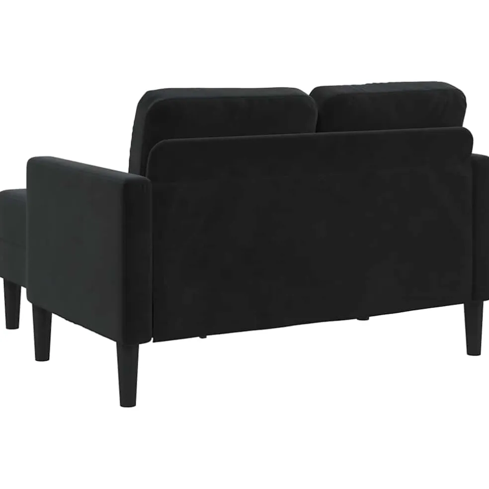 vidaXL Tweezitsbank met chaise longue L-vormig zwart 125 cm fluweel