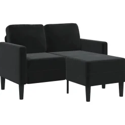 vidaXL Tweezitsbank met chaise longue L-vormig zwart 125 cm fluweel